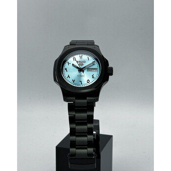 Custom Seiko Mod • Ice Blue Arabic Black Nautilus • 40mm
